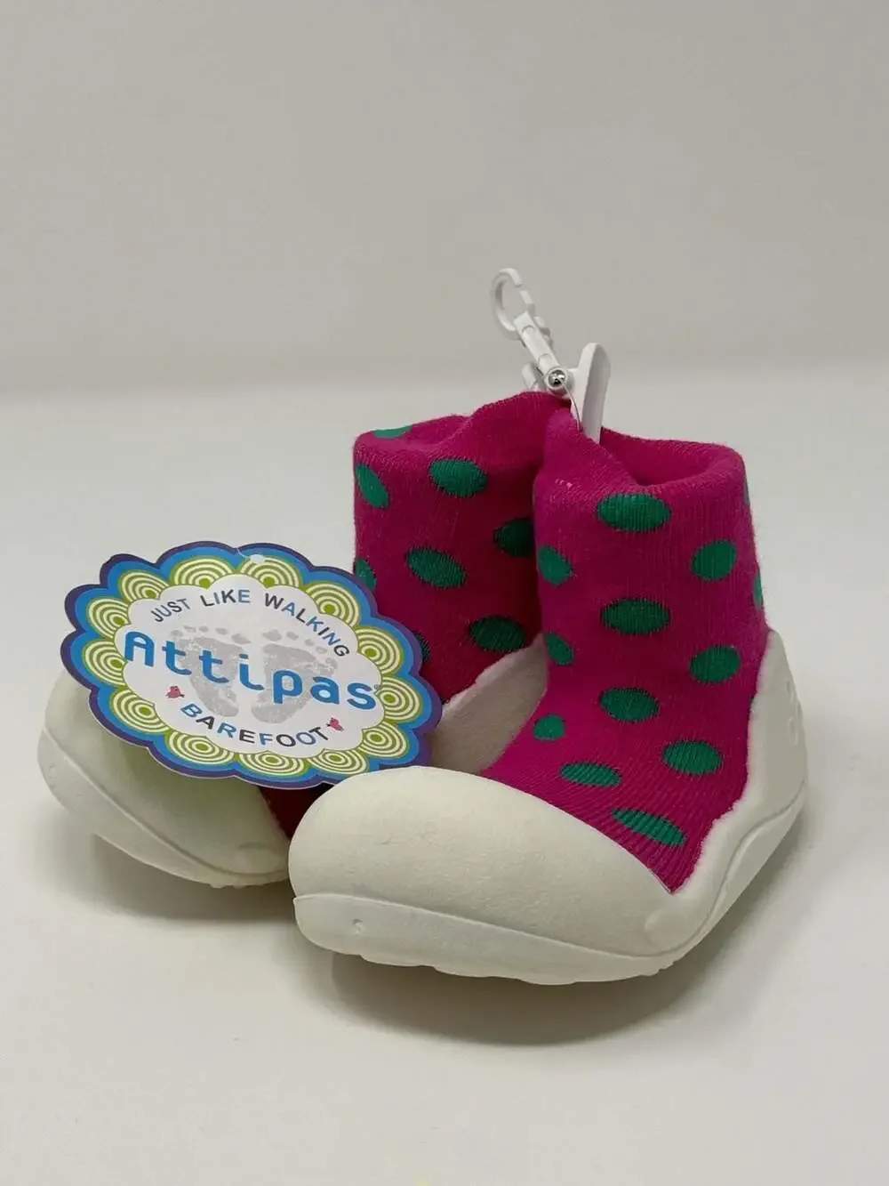 Attipas Baby First Walker Shoes in Polka Dot Pink, Size Large (US 5.5)